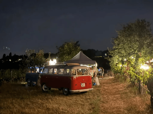 VW Bus beim Weinkeller